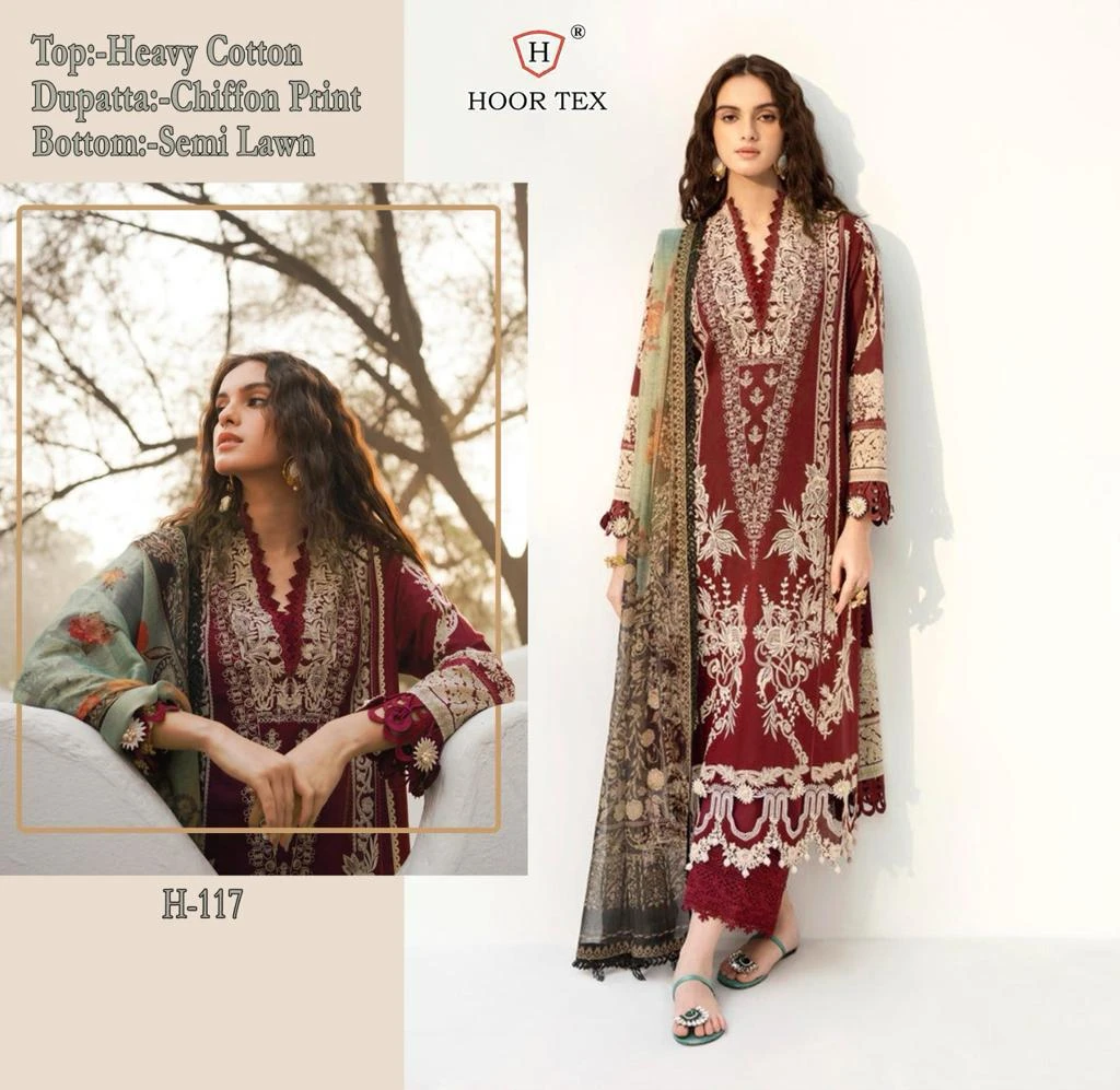 Hoor Tex H 117 Heavy Cotton Wholesale Pakistani Salwar Suit Catalog — Wholesale Salwar Suits, MPA wholesale from Surat — view 3